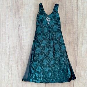 Vintage Victorias Secret Gold Label Floral Burnout V-Neck Sheer Maxi Slip Dress